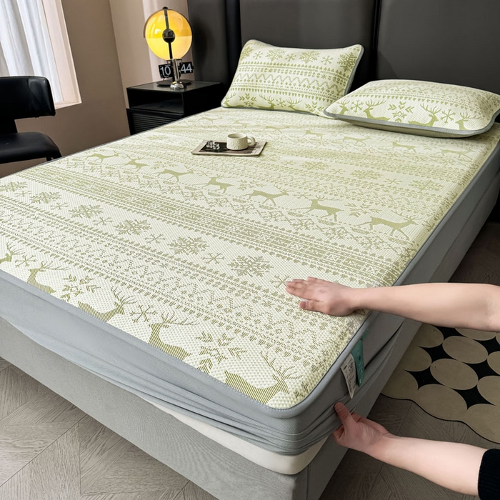 凯罗 2026新款凉豆豆简约时尚风凉感豆豆凉席床席床笠-床笠款 鹿漫漫-薄荷绿