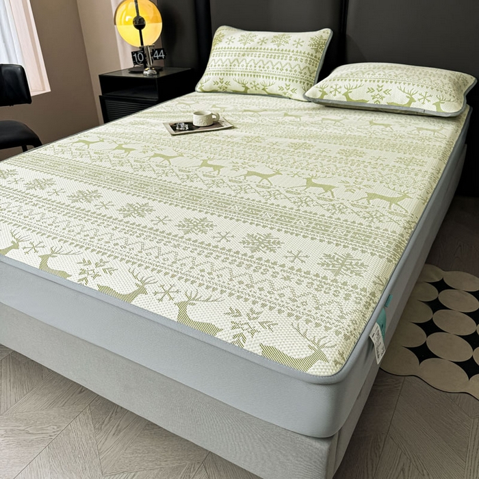 91家纺网 家纺一手货源 找家纺 凯罗 2026新款凉豆豆简约时尚风凉感豆豆凉席床席床笠-床笠款 鹿漫漫-薄荷绿