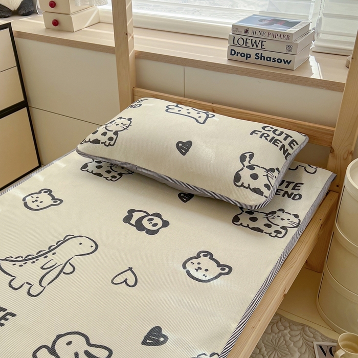 91家纺网 家纺一手货源 找家纺 宅部落 2026新款学生冰丝席单人宿舍席子凉席 动物派对