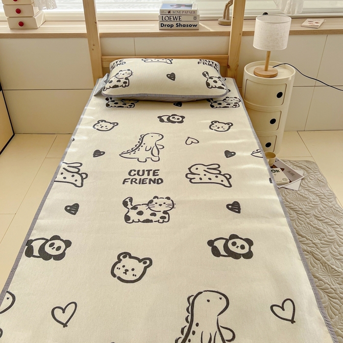 91家纺网 家纺一手货源 找家纺 宅部落 2026新款学生冰丝席单人宿舍席子凉席 动物派对