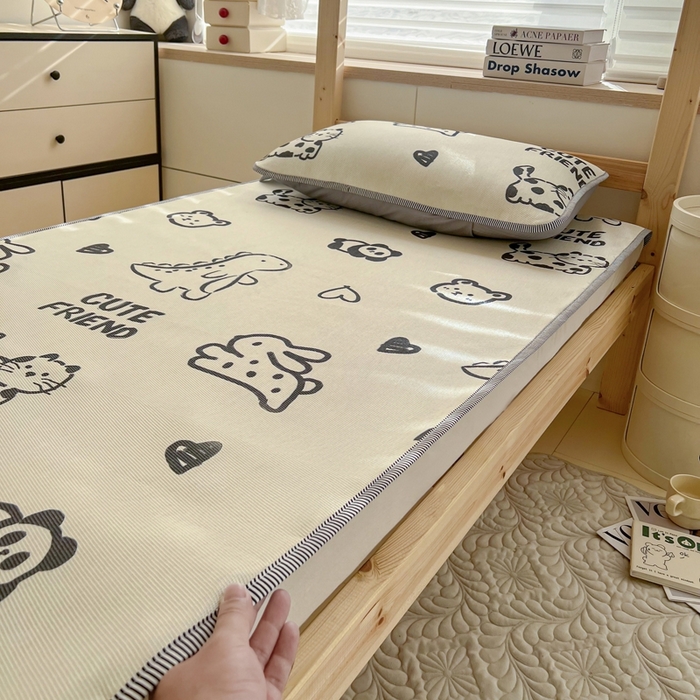 91家纺网 家纺一手货源 找家纺 宅部落 2026新款学生冰丝席单人宿舍席子凉席 动物派对