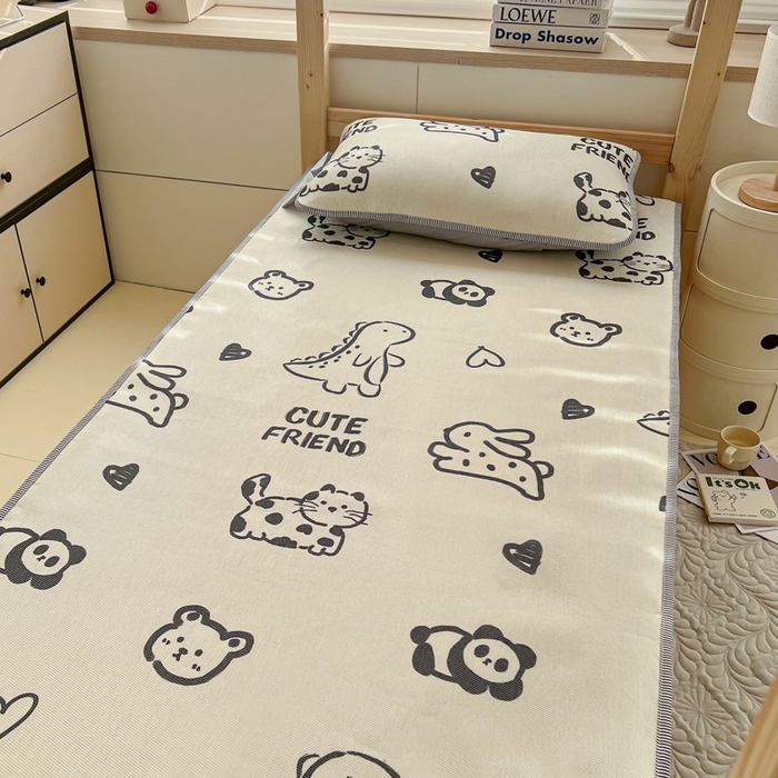 91家纺网 家纺一手货源 找家纺 宅部落 2026新款学生冰丝席单人宿舍席子凉席 动物派对