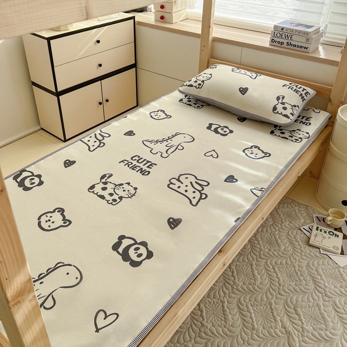 91家纺网 家纺一手货源 找家纺 宅部落 2026新款学生冰丝席单人宿舍席子凉席 动物派对