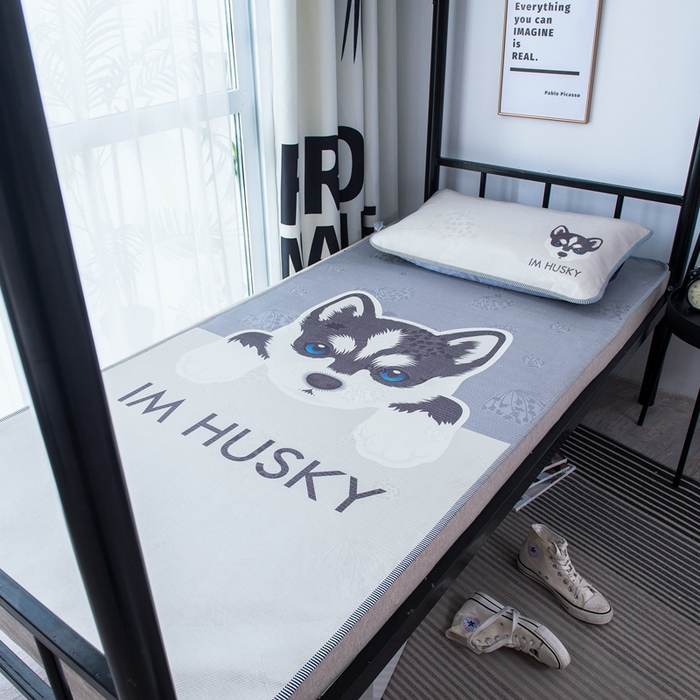 91家纺网 家纺一手货源 找家纺 宅部落 2026新款学生冰丝席单人宿舍席子凉席 哈士奇