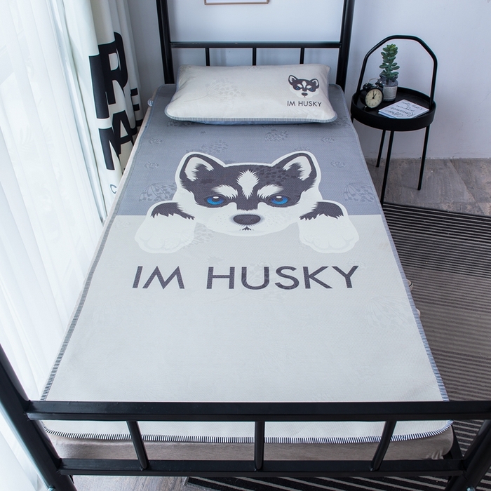 91家纺网 家纺一手货源 找家纺 宅部落 2026新款学生冰丝席单人宿舍席子凉席 哈士奇