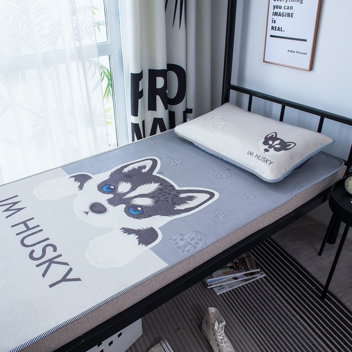 91家纺网 家纺一手货源 找家纺 宅部落 2026新款学生冰丝席单人宿舍席子凉席 哈士奇