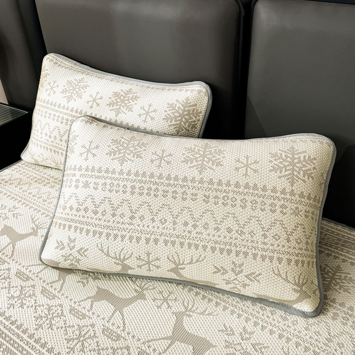 91家纺网 家纺一手货源 找家纺 凯罗 2026新款凉豆豆简约时尚风凉感豆豆凉席床席床笠-床笠款 鹿漫漫-奶咖