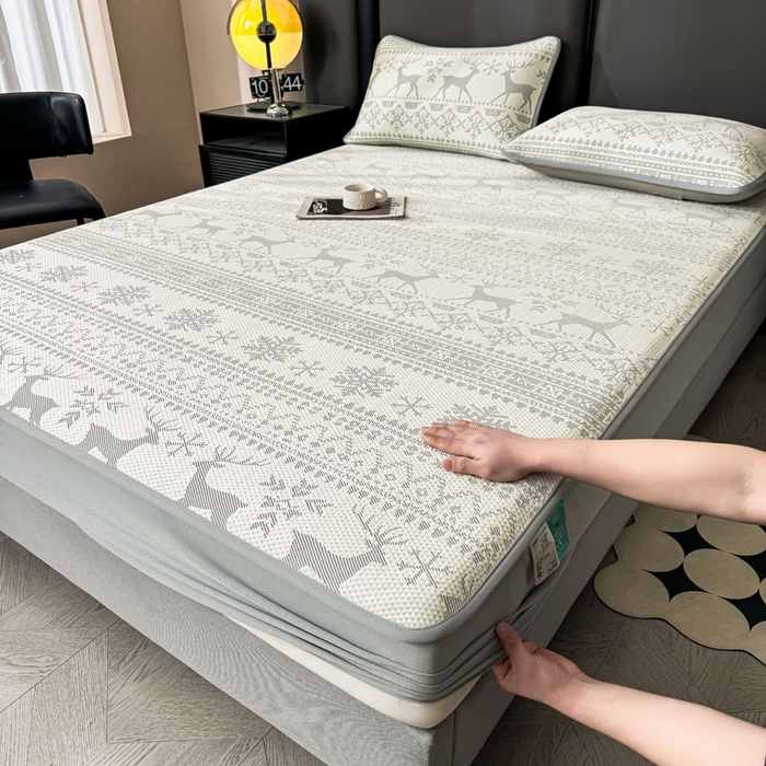 凯罗 2026新款凉豆豆简约时尚风凉感豆豆凉席床席床笠-床笠款 鹿漫漫-雾灰