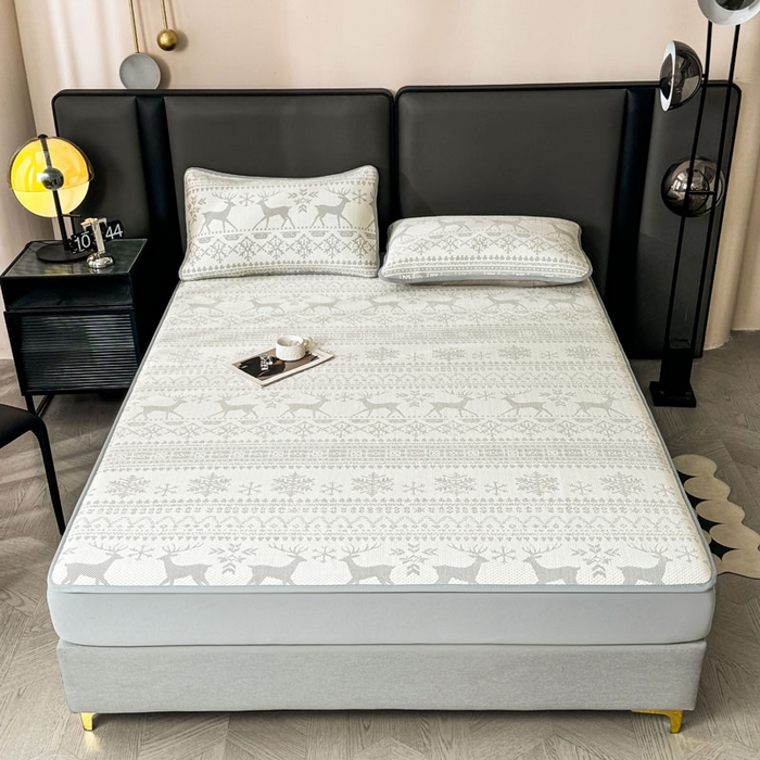 91家纺网 家纺一手货源 找家纺 凯罗 2026新款凉豆豆简约时尚风凉感豆豆凉席床席床笠-床笠款 鹿漫漫-雾灰