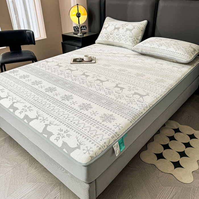 91家纺网 家纺一手货源 找家纺 凯罗 2026新款凉豆豆简约时尚风凉感豆豆凉席床席床笠-床笠款 鹿漫漫-雾灰