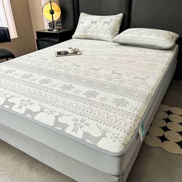 91家纺网 家纺一手货源 找家纺 凯罗 2026新款凉豆豆简约时尚风凉感豆豆凉席床席床笠-床笠款 鹿漫漫-雾灰