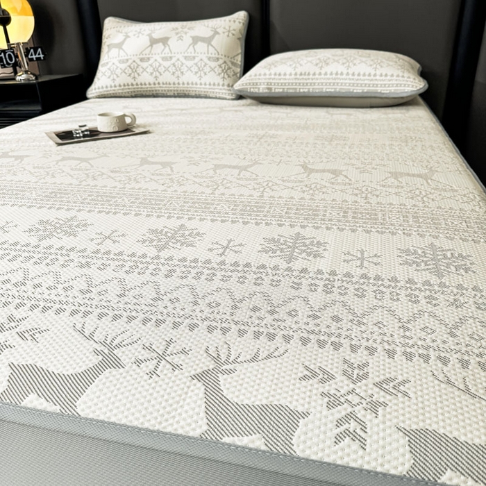 91家纺网 家纺一手货源 找家纺 凯罗 2026新款凉豆豆简约时尚风凉感豆豆凉席床席床笠-床笠款 鹿漫漫-雾灰