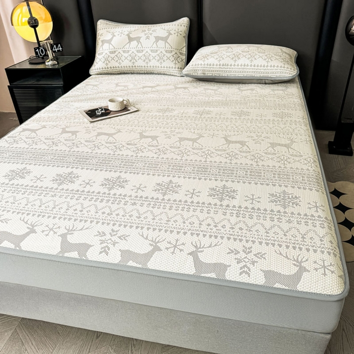 91家纺网 家纺一手货源 找家纺 凯罗 2026新款凉豆豆简约时尚风凉感豆豆凉席床席床笠-床笠款 鹿漫漫-雾灰