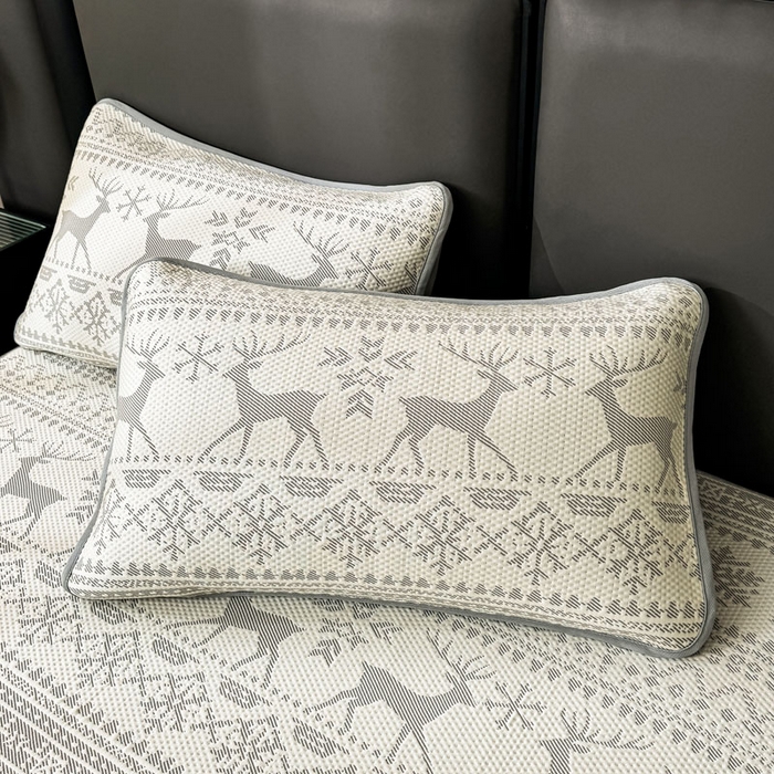 91家纺网 家纺一手货源 找家纺 凯罗 2026新款凉豆豆简约时尚风凉感豆豆凉席床席床笠-床笠款 鹿漫漫-雾灰