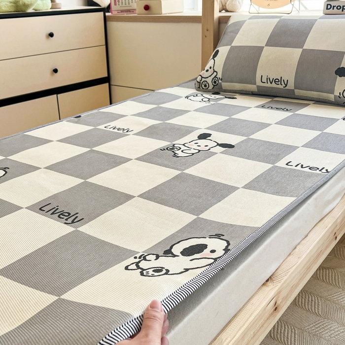 91家纺网 家纺一手货源 找家纺 宅部落 2026新款学生冰丝席单人宿舍席子凉席 乐活汪汪