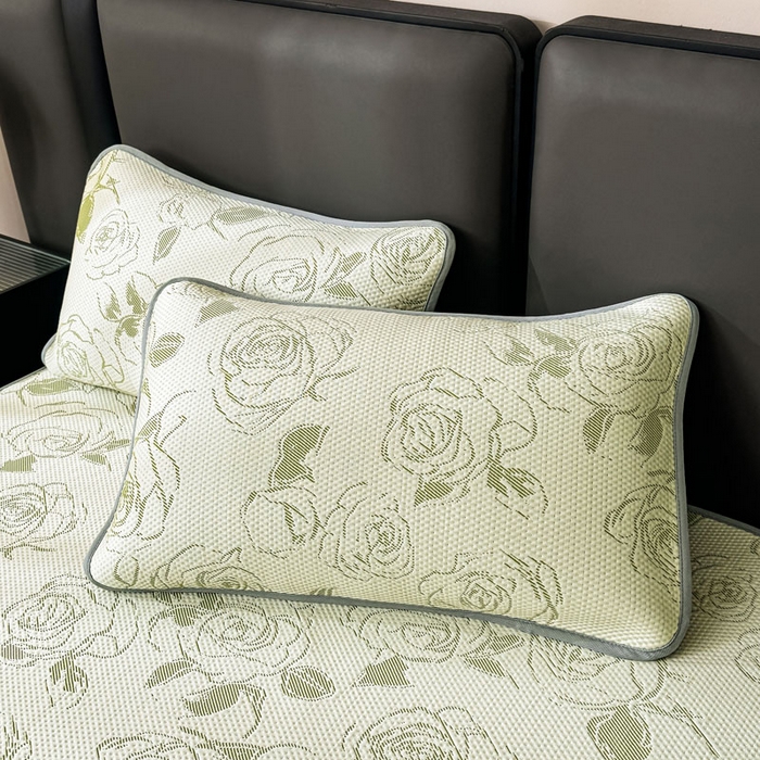 91家纺网 家纺一手货源 找家纺 凯罗 2026新款凉豆豆简约时尚风凉感豆豆凉席床席床笠-床笠款 曼塔玫瑰-碧绿