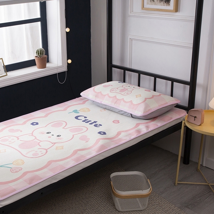 91家纺网 家纺一手货源 找家纺 宅部落 2026新款学生冰丝席单人宿舍席子凉席 萌萌兔