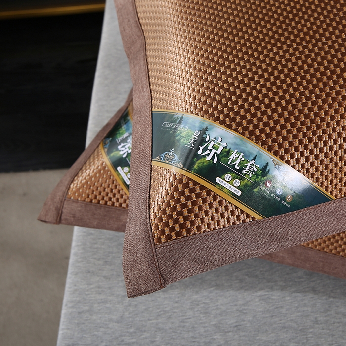 91家纺网 家纺一手货源 找家纺 小牛席业 2026新款大冰藤夏凉枕套系列凉枕套夏天枕套冰丝枕套竹枕套藤枕套冰藤枕套 大冰藤夏凉枕套（咖色）