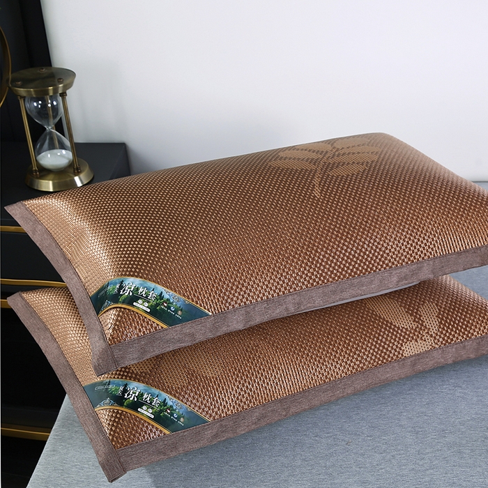 91家纺网 家纺一手货源 找家纺 小牛席业 2026新款大冰藤夏凉枕套系列凉枕套夏天枕套冰丝枕套竹枕套藤枕套冰藤枕套 大冰藤夏凉枕套（提花咖色）