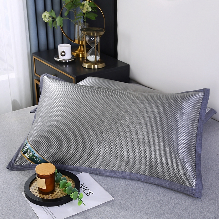 91家纺网 家纺一手货源 找家纺 小牛席业 2026新款大冰藤夏凉枕套系列凉枕套夏天枕套冰丝枕套竹枕套藤枕套冰藤枕套 大冰藤夏凉枕头（银灰）