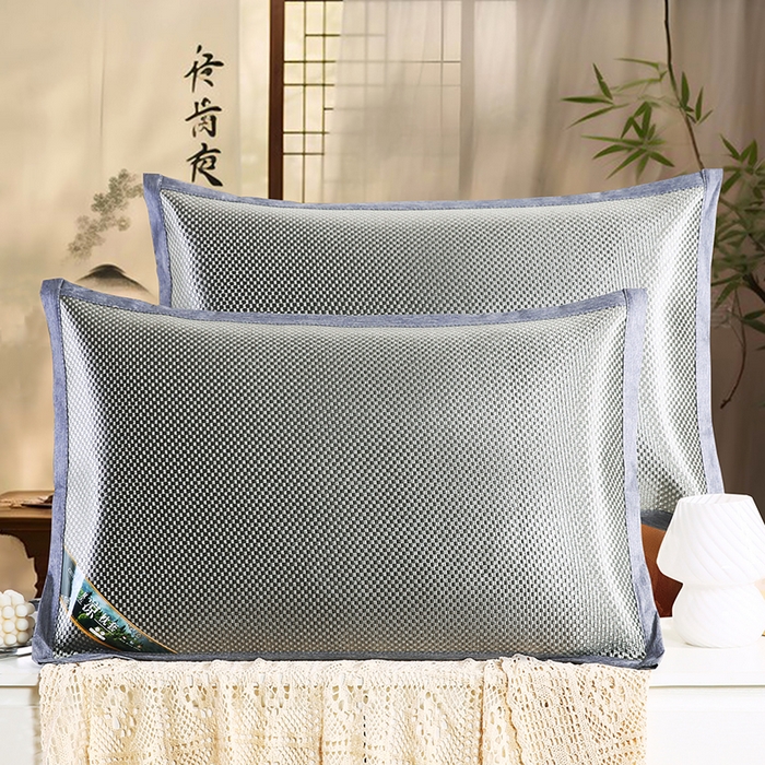 小牛席业 2026新款大冰藤夏凉枕套系列凉枕套夏天枕套冰丝枕套竹枕套藤枕套冰藤枕套 大冰藤夏凉枕头（银灰）
