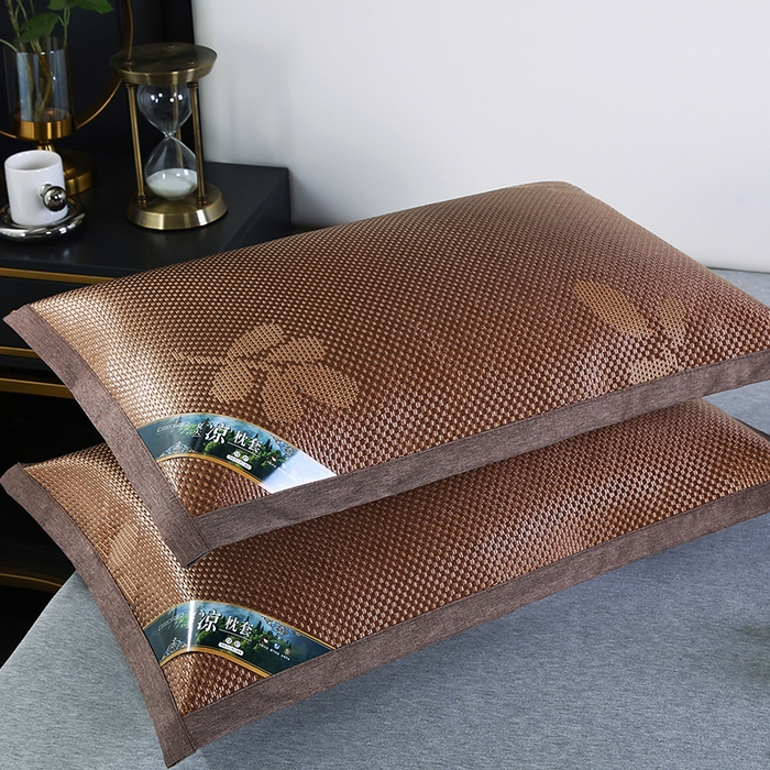 91家纺网 家纺一手货源 找家纺 小牛席业 2026新款大冰藤夏凉枕套系列凉枕套夏天枕套冰丝枕套竹枕套藤枕套冰藤枕套 大冰藤夏凉枕套（提花咖色）