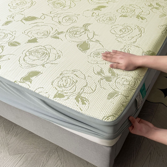 91家纺网 家纺一手货源 找家纺 凯罗 2026新款凉豆豆简约时尚风凉感豆豆凉席床席床笠-床笠款 曼塔玫瑰-碧绿