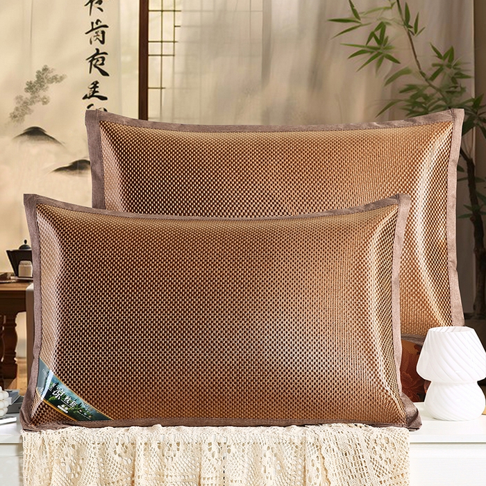 小牛席业 2026新款大冰藤夏凉枕套系列凉枕套夏天枕套冰丝枕套竹枕套藤枕套冰藤枕套 大冰藤夏凉枕套（咖色）