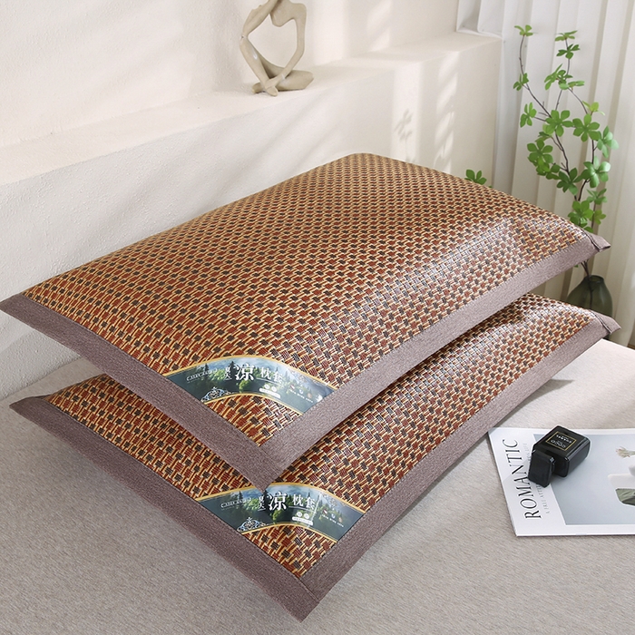 91家纺网 家纺一手货源 找家纺 小牛席业 2026新款大冰藤夏凉枕套系列凉枕套夏天枕套冰丝枕套竹枕套藤枕套冰藤枕套 角标全藤-红玉藤枕套