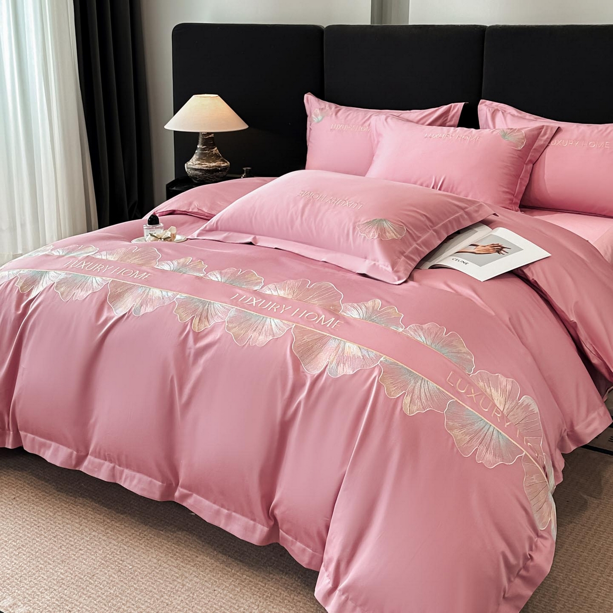 91家纺网 家纺一手货源 找家纺 （总）润锦云 2026新款A类全棉纯棉刺绣四件套-花漾