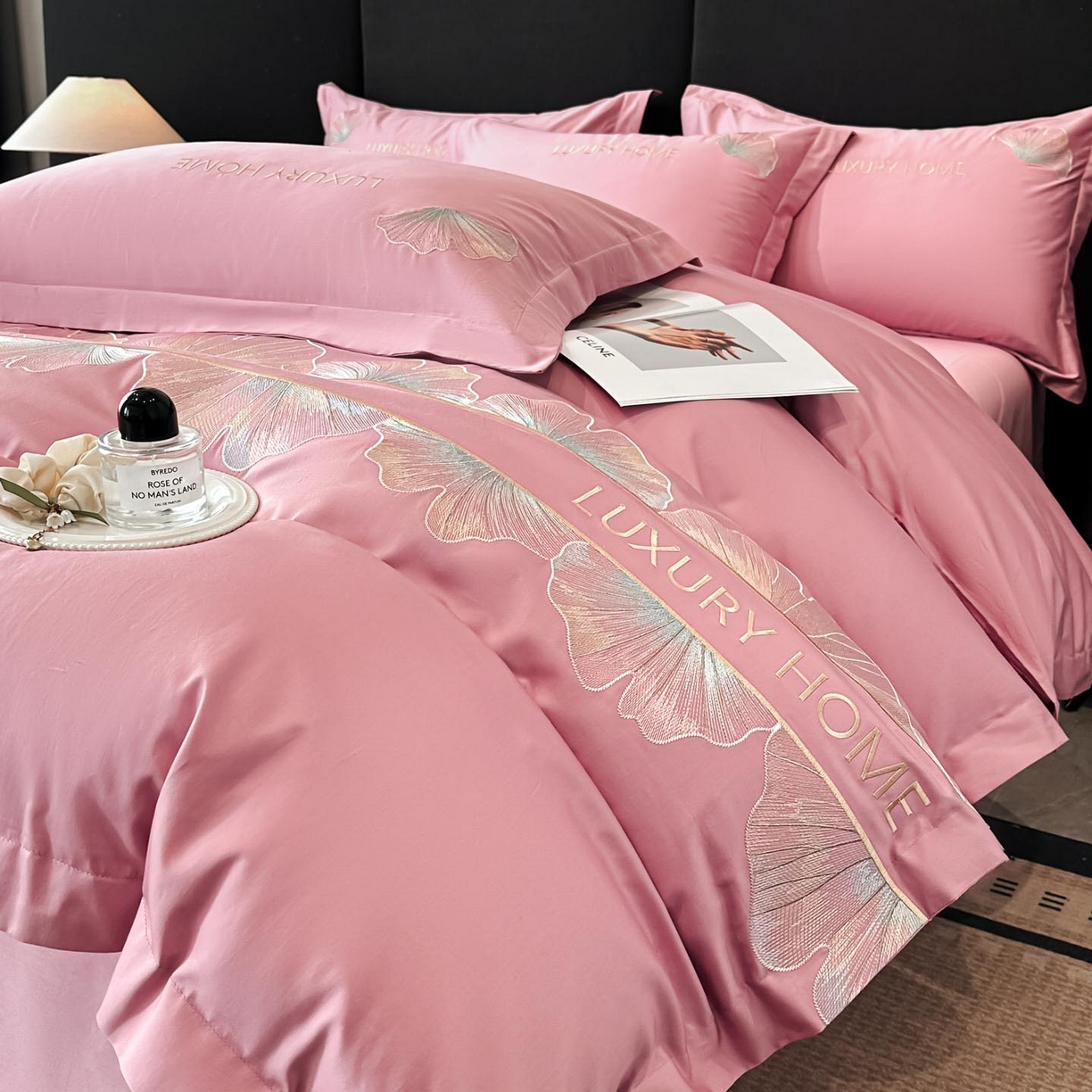 润锦云 2026新款A类全棉纯棉刺绣四件套-花漾 花漾-芙芮粉