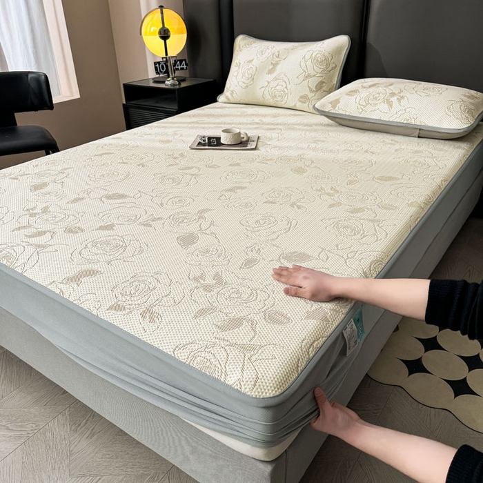 凯罗 2026新款凉豆豆简约时尚风凉感豆豆凉席床席床笠-床笠款 曼塔玫瑰-奶咖