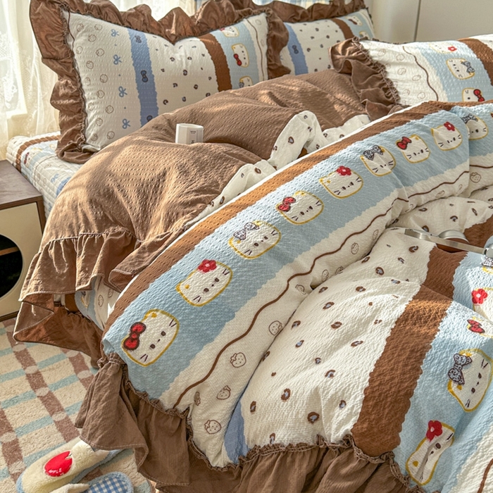 欧尚 2026新款花边床盖四件套 猫咪组合