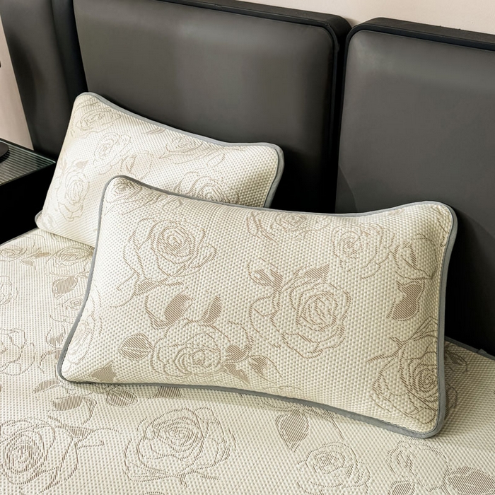 91家纺网 家纺一手货源 找家纺 凯罗 2026新款凉豆豆简约时尚风凉感豆豆凉席床席床笠-床笠款 曼塔玫瑰-奶咖