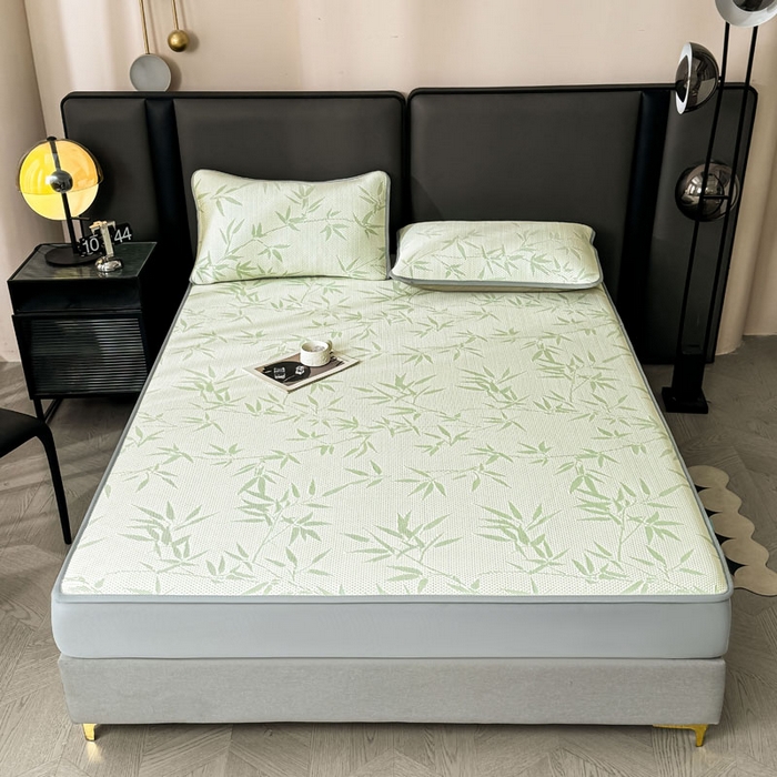 91家纺网 家纺一手货源 找家纺 凯罗 2026新款凉豆豆简约时尚风凉感豆豆凉席床席床笠-床笠款 上春山-碧绿