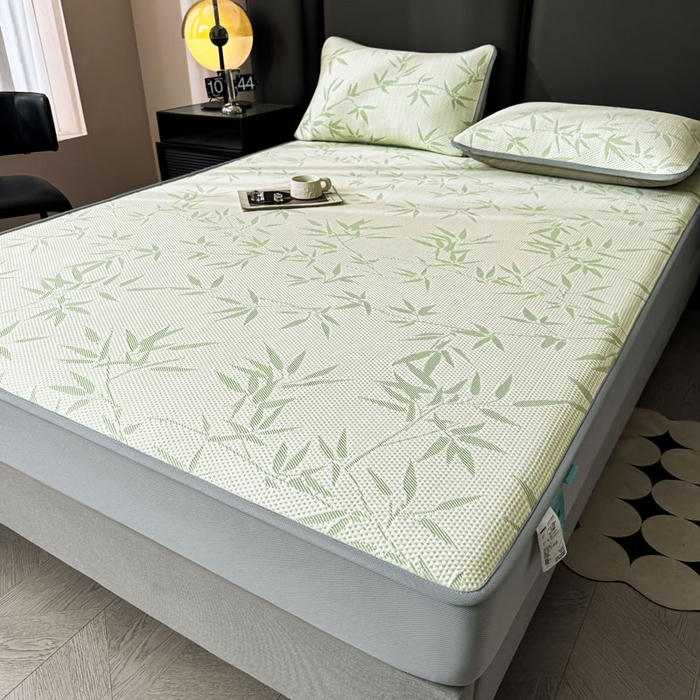 91家纺网 家纺一手货源 找家纺 凯罗 2026新款凉豆豆简约时尚风凉感豆豆凉席床席床笠-床笠款 上春山-碧绿