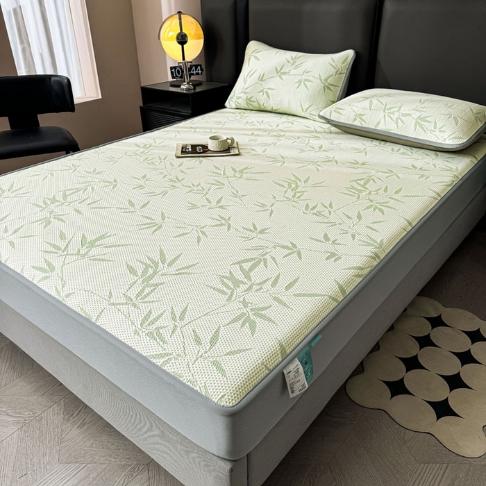 91家纺网 家纺一手货源 找家纺 凯罗 2026新款凉豆豆简约时尚风凉感豆豆凉席床席床笠-床笠款 上春山-碧绿