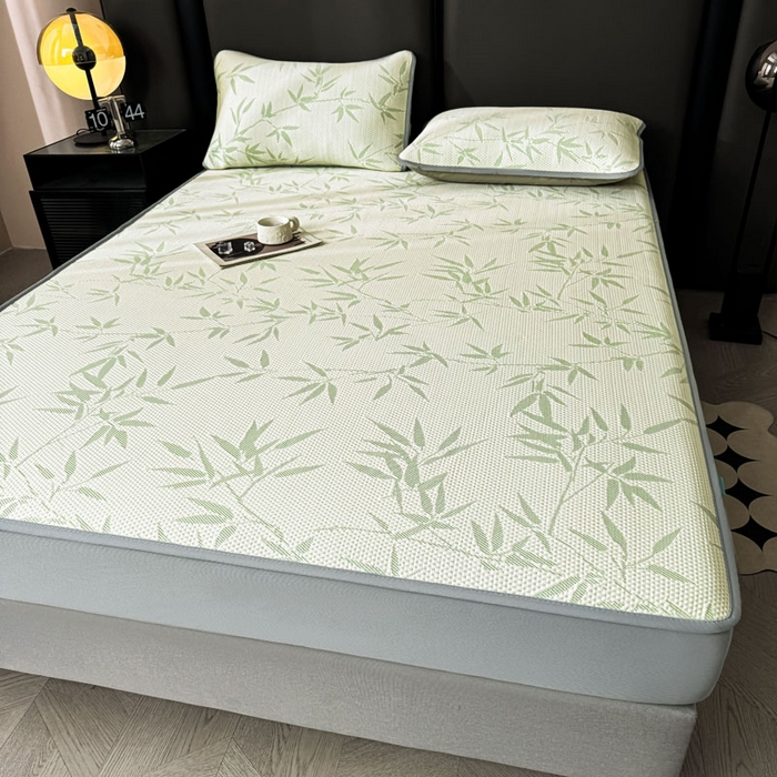 91家纺网 家纺一手货源 找家纺 凯罗 2026新款凉豆豆简约时尚风凉感豆豆凉席床席床笠-床笠款 上春山-碧绿