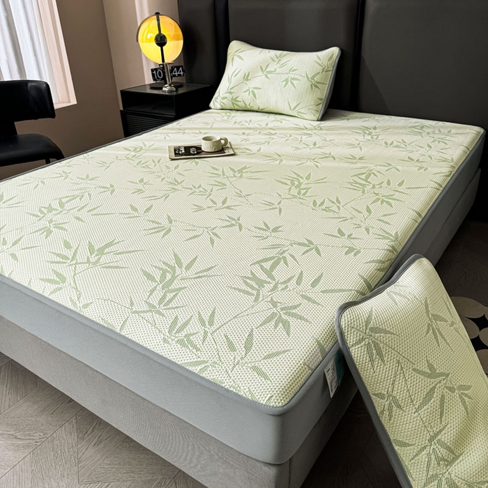 91家纺网 家纺一手货源 找家纺 凯罗 2026新款凉豆豆简约时尚风凉感豆豆凉席床席床笠-床笠款 上春山-碧绿