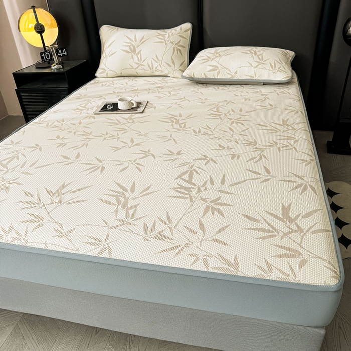 91家纺网 家纺一手货源 找家纺 凯罗 2026新款凉豆豆简约时尚风凉感豆豆凉席床席床笠-床笠款 上春山-奶咖