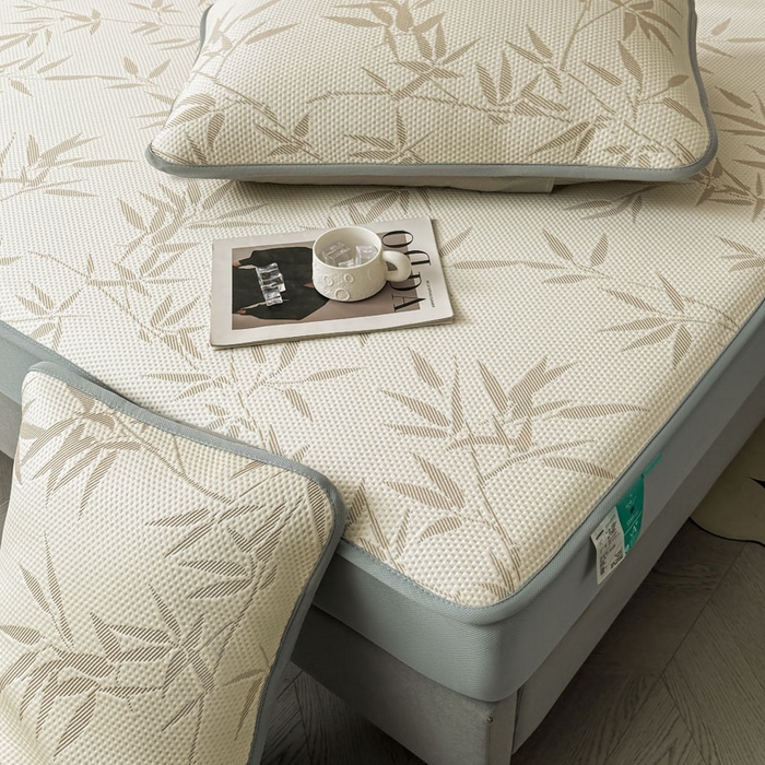 91家纺网 家纺一手货源 找家纺 凯罗 2026新款凉豆豆简约时尚风凉感豆豆凉席床席床笠-床笠款 上春山-奶咖