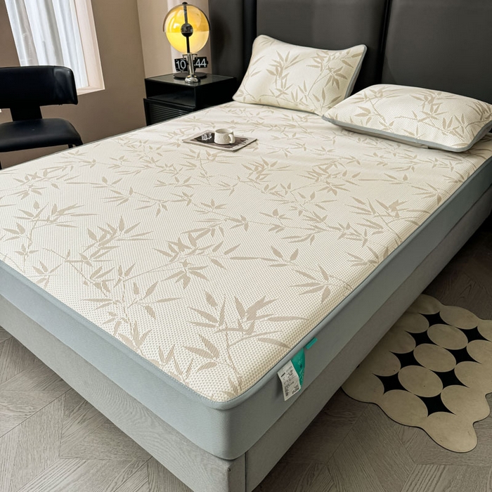 91家纺网 家纺一手货源 找家纺 凯罗 2026新款凉豆豆简约时尚风凉感豆豆凉席床席床笠-床笠款 上春山-奶咖