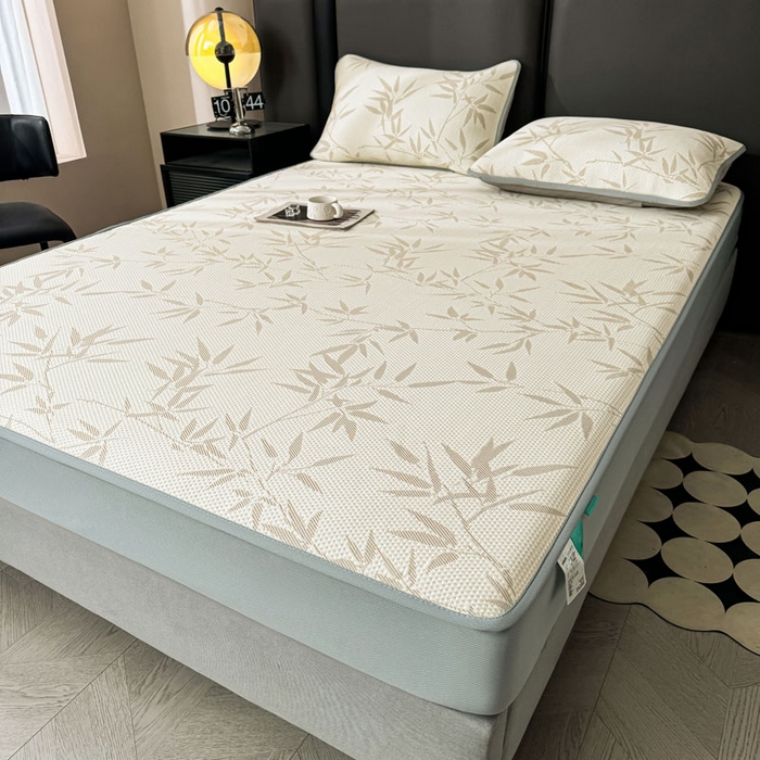 91家纺网 家纺一手货源 找家纺 凯罗 2026新款凉豆豆简约时尚风凉感豆豆凉席床席床笠-床笠款 上春山-奶咖