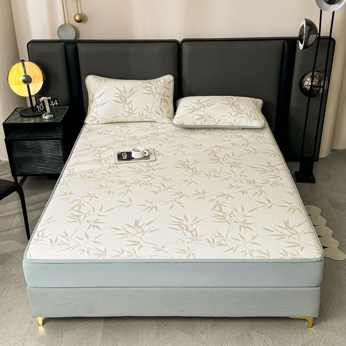 91家纺网 家纺一手货源 找家纺 凯罗 2026新款凉豆豆简约时尚风凉感豆豆凉席床席床笠-床笠款 上春山-奶咖