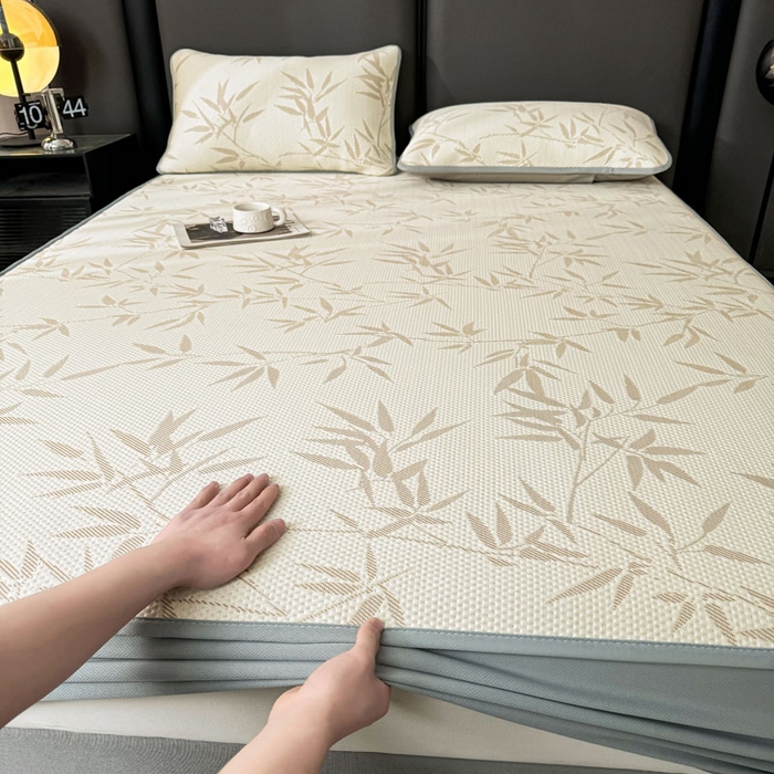 91家纺网 家纺一手货源 找家纺 凯罗 2026新款凉豆豆简约时尚风凉感豆豆凉席床席床笠-床笠款 上春山-奶咖