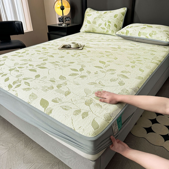 凯罗 2026新款凉豆豆简约时尚风凉感豆豆凉席床席床笠-床笠款 夏叶-碧绿