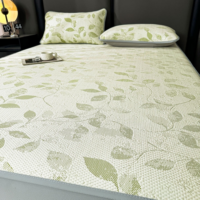 91家纺网 家纺一手货源 找家纺 凯罗 2026新款凉豆豆简约时尚风凉感豆豆凉席床席床笠-床笠款 夏叶-碧绿