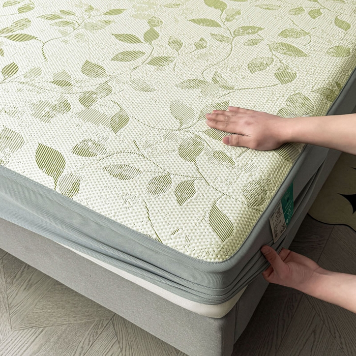 91家纺网 家纺一手货源 找家纺 凯罗 2026新款凉豆豆简约时尚风凉感豆豆凉席床席床笠-床笠款 夏叶-碧绿