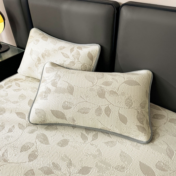 91家纺网 家纺一手货源 找家纺 凯罗 2026新款凉豆豆简约时尚风凉感豆豆凉席床席床笠-床笠款 夏叶-奶咖