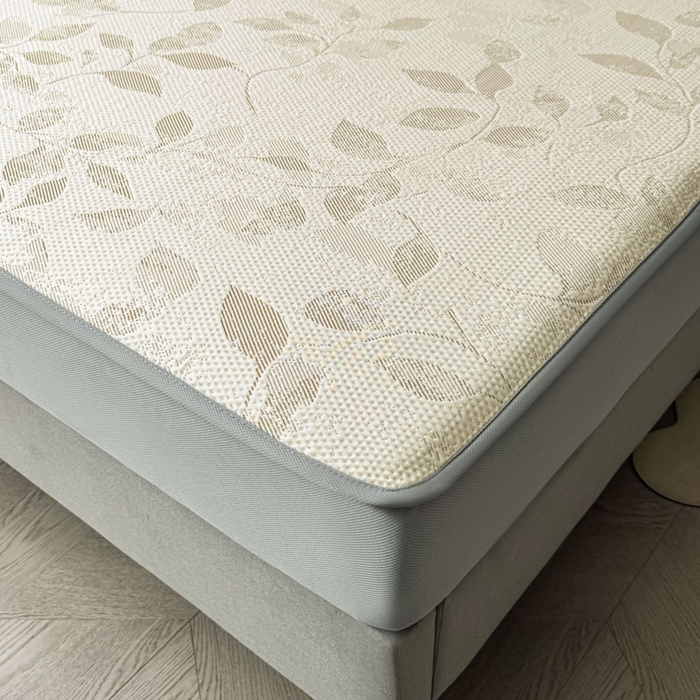 91家纺网 家纺一手货源 找家纺 凯罗 2026新款凉豆豆简约时尚风凉感豆豆凉席床席床笠-床笠款 夏叶-奶咖